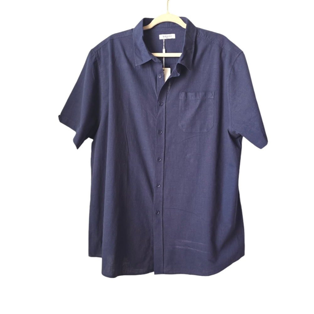 Navy Blue Men's Button-down Shirt | Size XXL